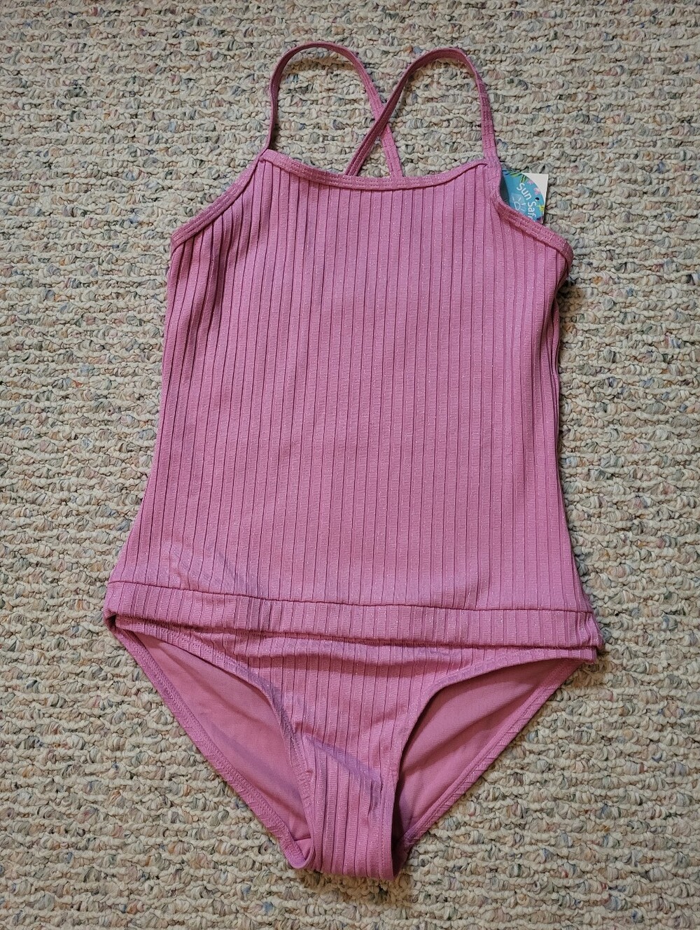 NWT Lilac Ribbed Adaptive Swimsuit by Breaking Waves, Girls Size 12